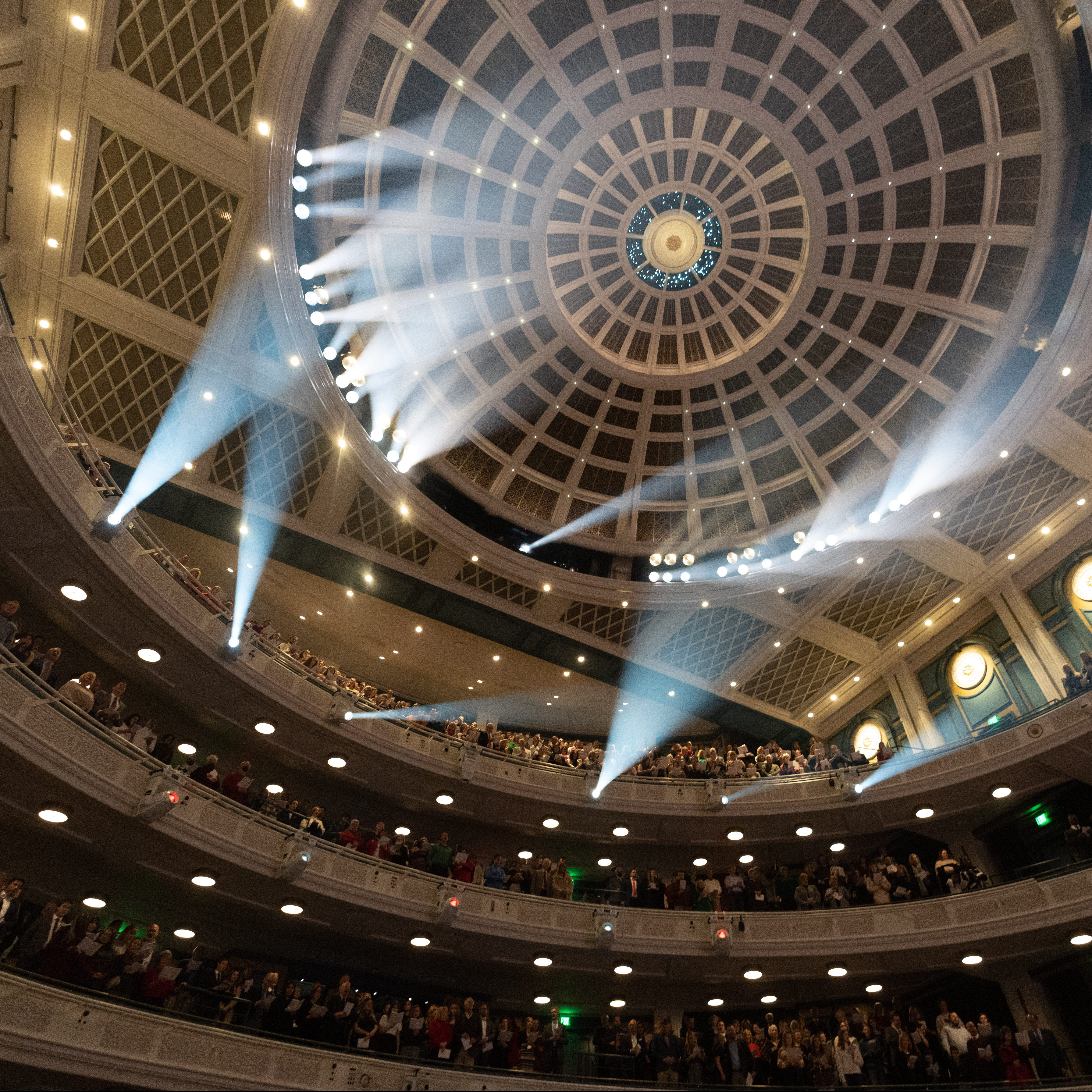 image of the upper levels of the performance hall filled with event attendees